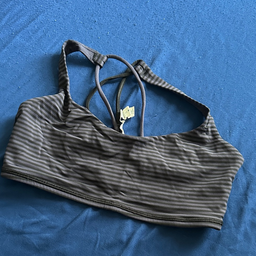 Lululemon Athletica Olive Striped Sports Bra